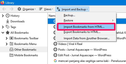 Cara Impor Bookmarks Google Chrome Di Firefox 2