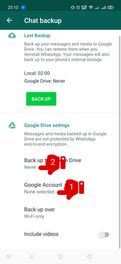 Pencadangan Whatsapp Di Google Drive 1