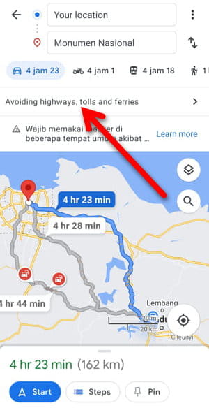 Cara Memilih Rute Mobil Atau Motor Di Google Maps Img 5