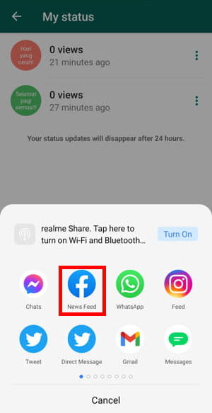 3 Cara Membagikan Status Whatsapp Di Facebook Img 9