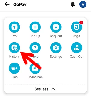 Menu History GoPay di Aplikasi Gojek