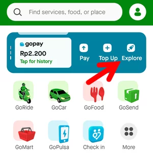 Menu Explore di Halaman Beranda Aplikasi Gojek