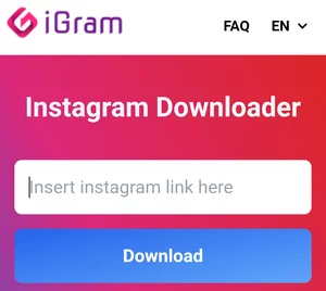 Kotak URL Konten Instagram di Situs Web iGram