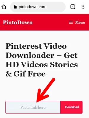 Kotak URL Video di Pintodown