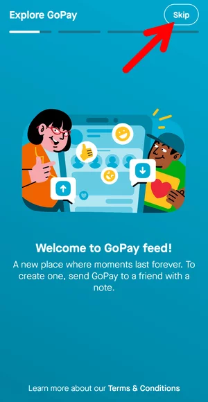 Halaman Welcom to GoPay feed di Aplikasi Gojek