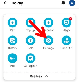 Menu Settings GoPay di Aplikasi Gojek