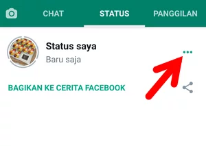Tombol Menu di Samping Status WhatsApp