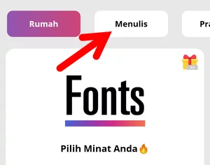 Menu Menulis di Aplikasi Cool Fonts for Instagram