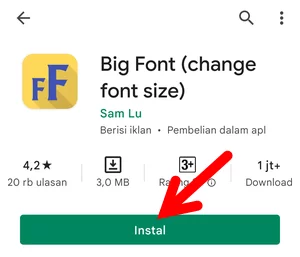 Aplikasi Big Font di Play Store