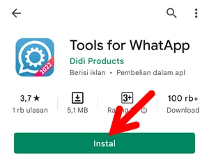 Tombol Instal Aplikasi Tools for WhatsApp di Play Store
