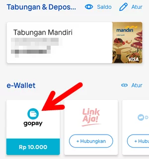 Menu GoPay di Halaman Beranda Aplikasi New Livin' by Mandiri