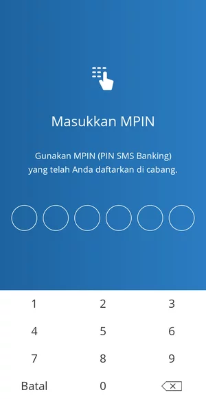 Halaman untuk Memasukkan PIN SMS Banking di Aplikasi Livin' by Mandiri