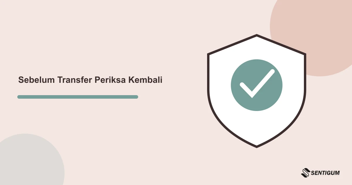 Ilustrasi perisai dan checklist verifikasi tujuan kontak serta perubahan rincian sebelum mempertimbangkan pembayaran