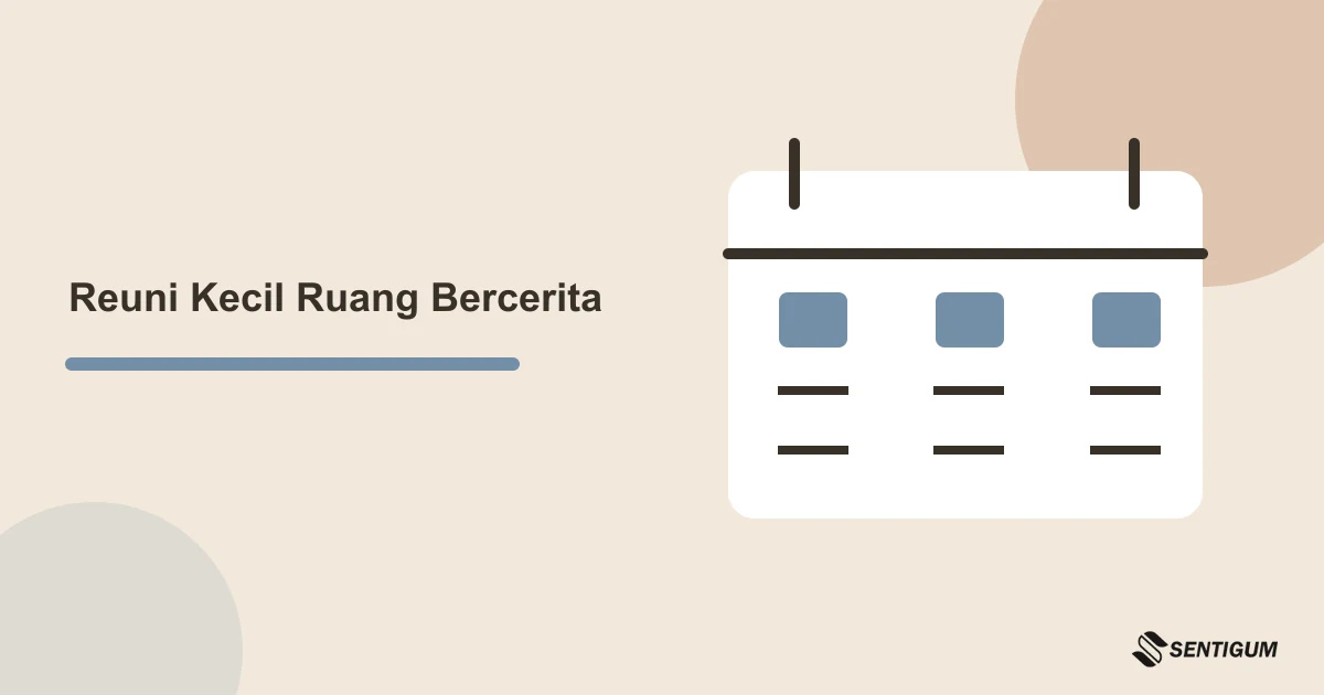 Ilustrasi meja reuni dan kartu alur kegiatan opsional untuk pertemuan kecil yang santai