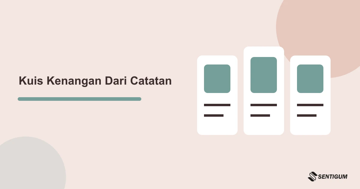 Ilustrasi kartu kuis dan catatan sumber untuk memeriksa jawaban tentang kenangan keluarga yang disepakati